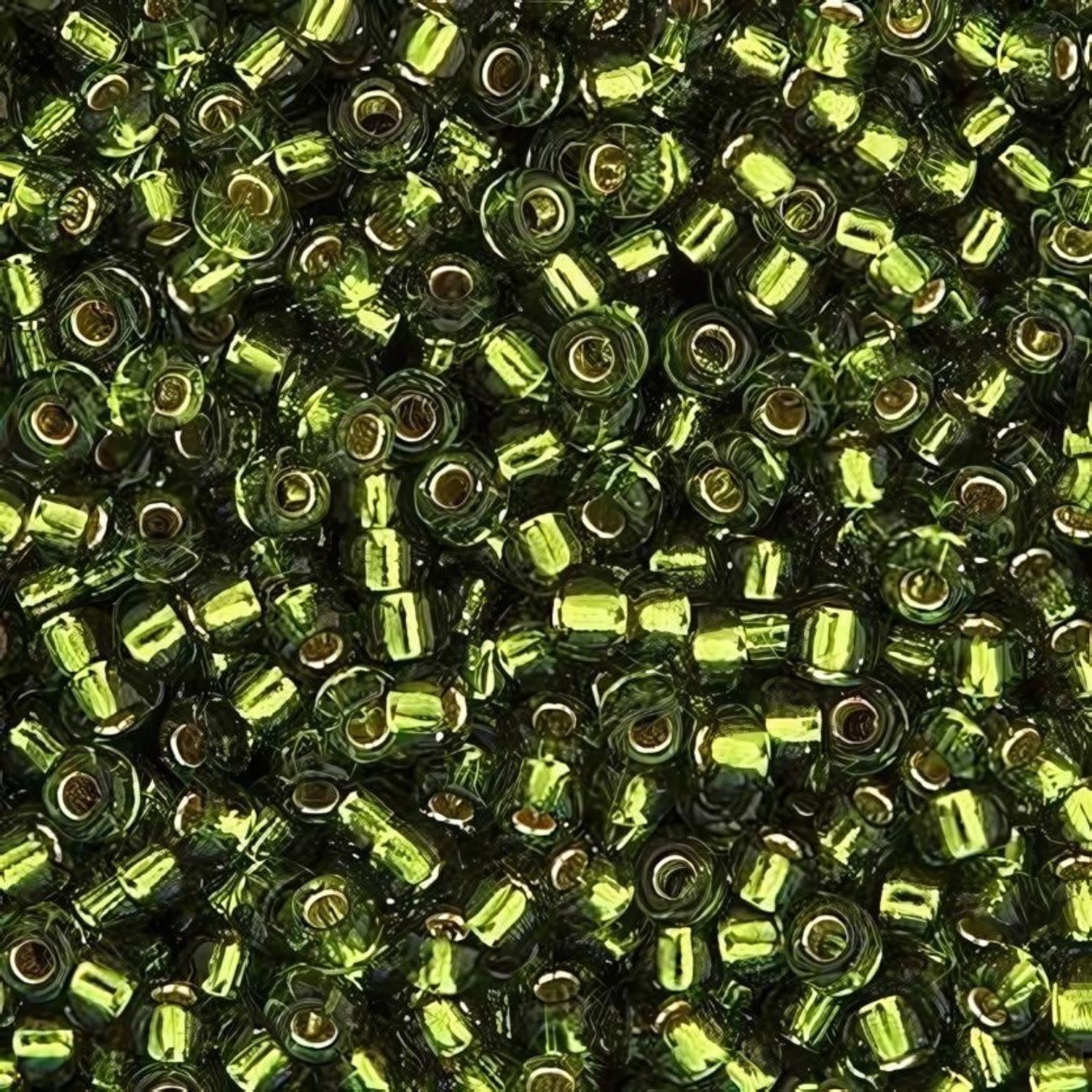 #8 Miyuki Seed Beads - Silver Lined Olive Green, 8-926-TB, Approx 858 Beads/22 Grams, 1 five inch tube