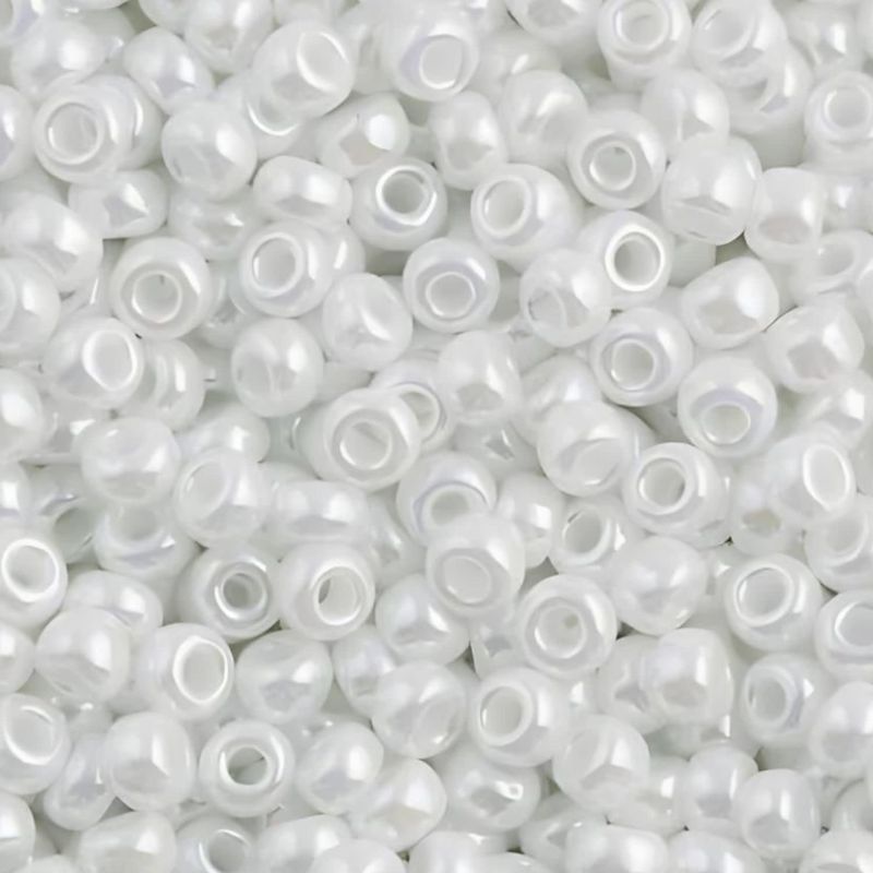 #8 Miyuki Rocailles Seed Beads - Ceylon White Pearl, Approx 440 Beads, 10 Grams/0.35oz
