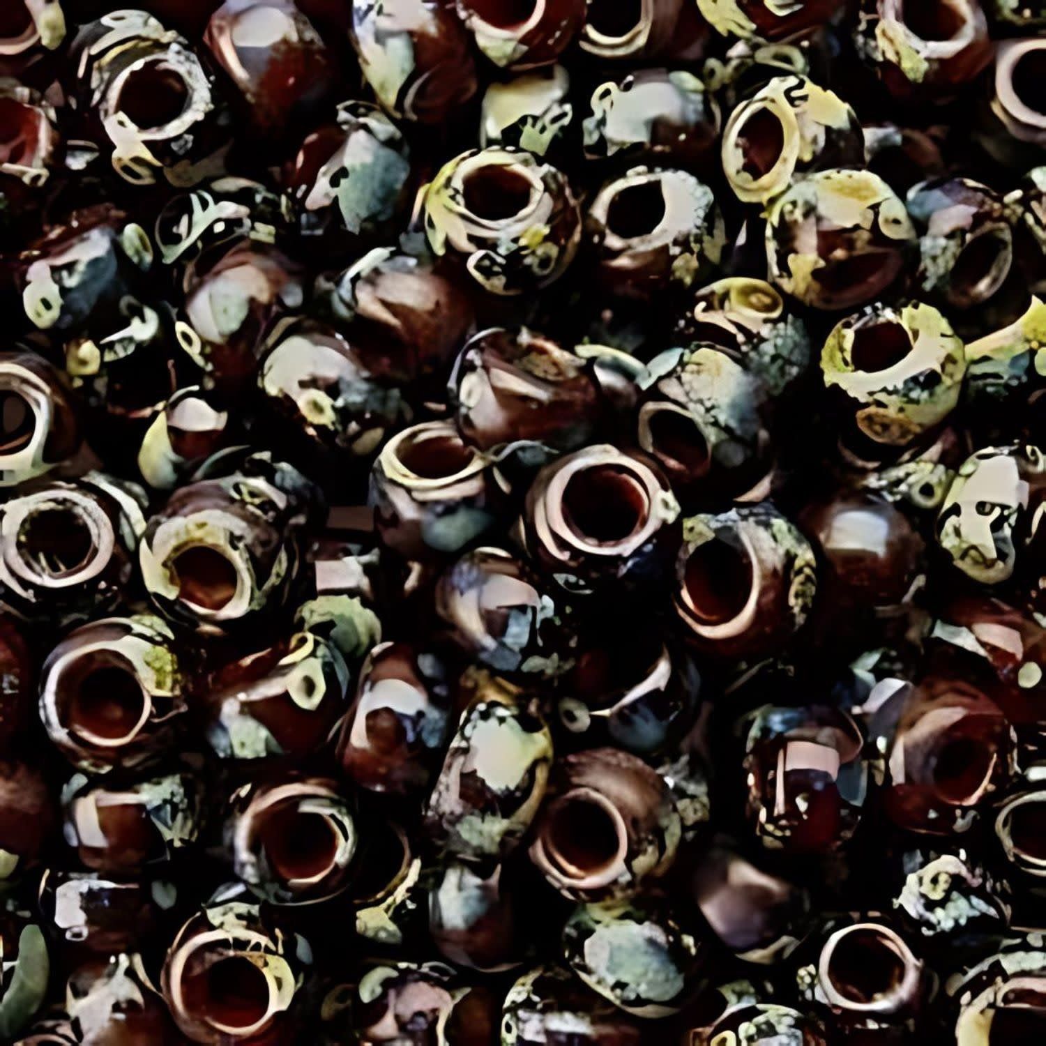#8 Miyuki Seed Beads - Picasso Garnet Transparent, 8-94504-TB, Approx 858 Beads/22 Grams, 1 five inch tube