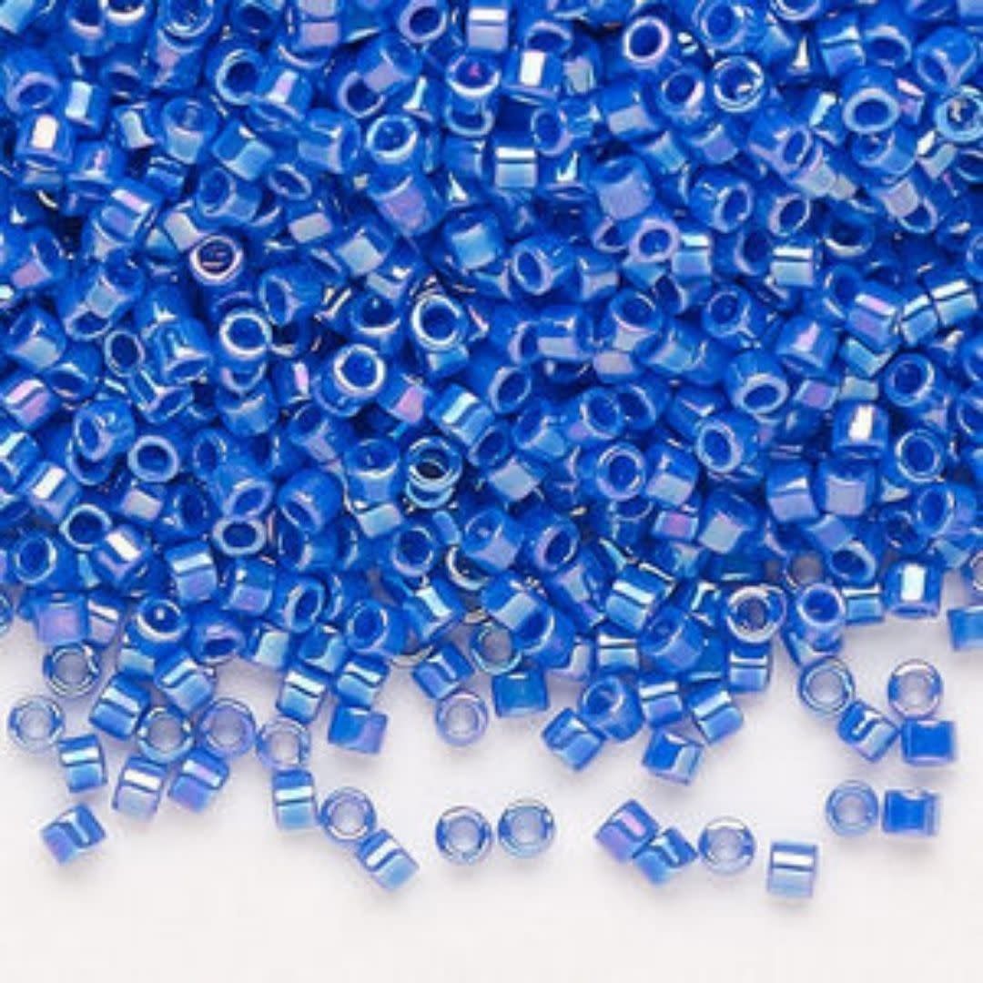 #11 Delica Seed Beads, Opaque Cyan Blue Ab/Rainbow, DB1578-TB, Approx 1440 Beads, 1 two inch tube, 7.2 grams