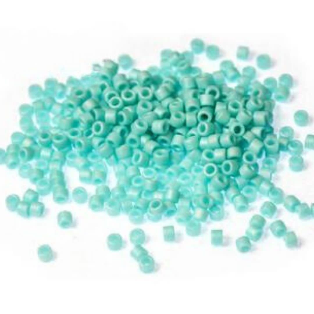 #11 Delica Seed Beads, Matte Opaque Sea Opal Turquoise Ab/Rainbow, DB1595-TB, Approx 1440 Beads, 1 two inch tube, 7.2 grams