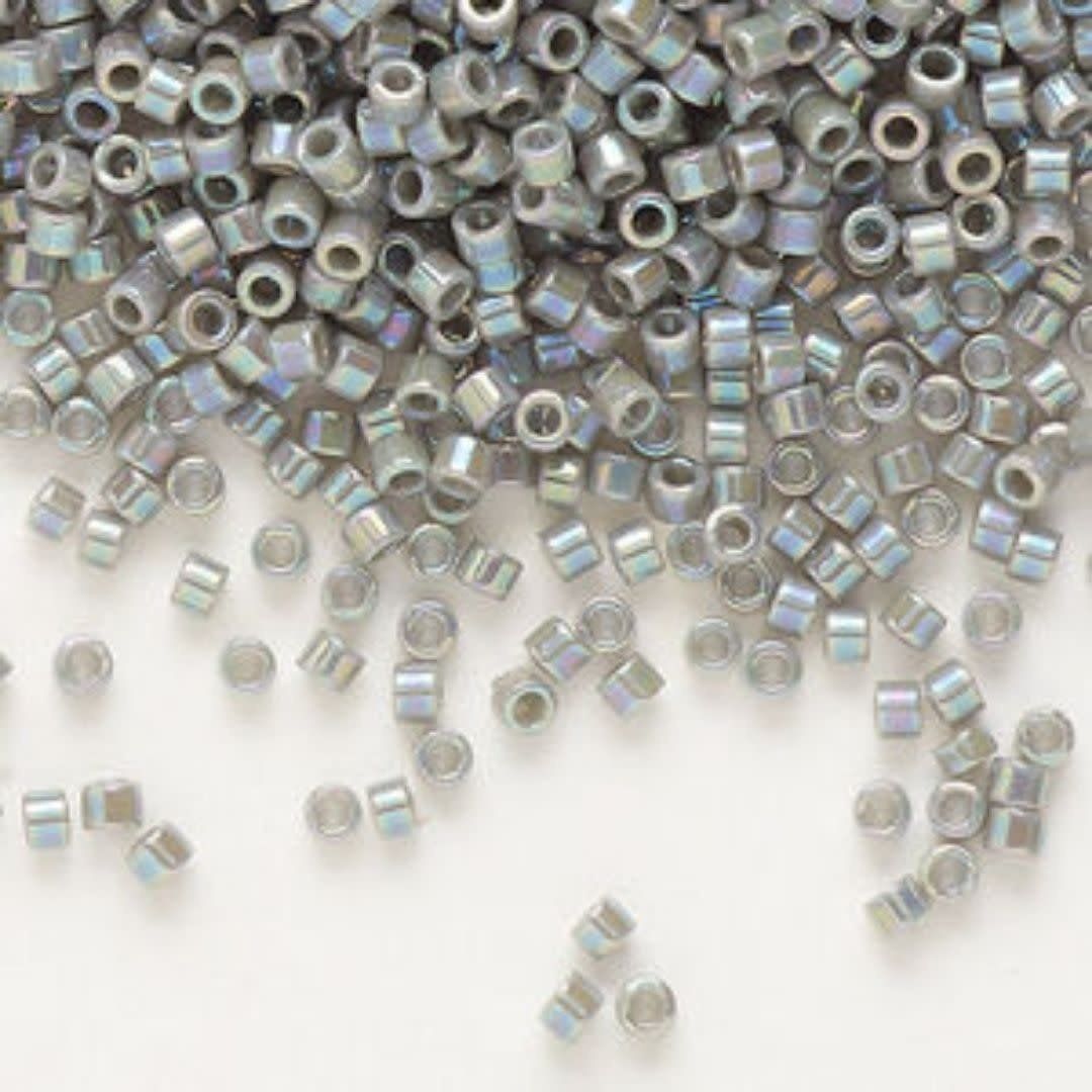 #11 Delica Seed Beads, Opaque Grey Ab/Rainbow, DB168-TB, Approx 1440 Beads, 1 two inch tube, 7.2 grams