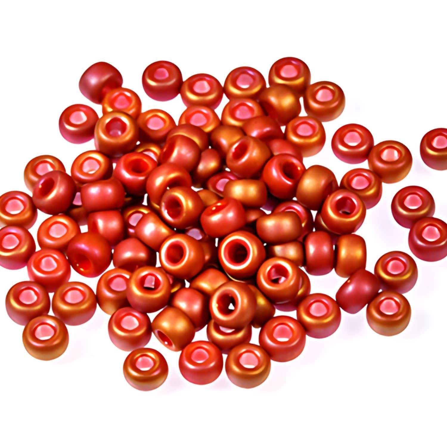 #8 Miyuki Seed Beads - Frosted Opaque Glaze Cardinal Rainbow/AB, 8-94695-TB, Approx 858 Beads/22 Grams, 1 five inch tube