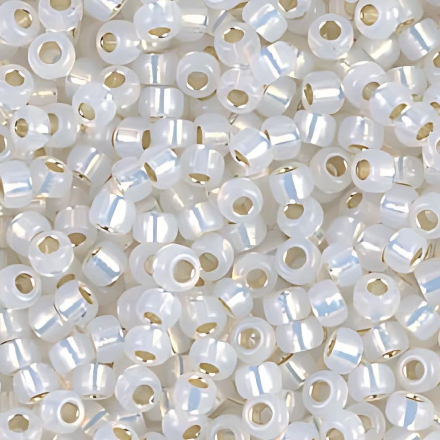 #8 Miyuki Seed Beads - Silver Lined Gilt White Opal, 8-9551-TB, Approx 858 Beads/22 Grams, 1 five inch tube