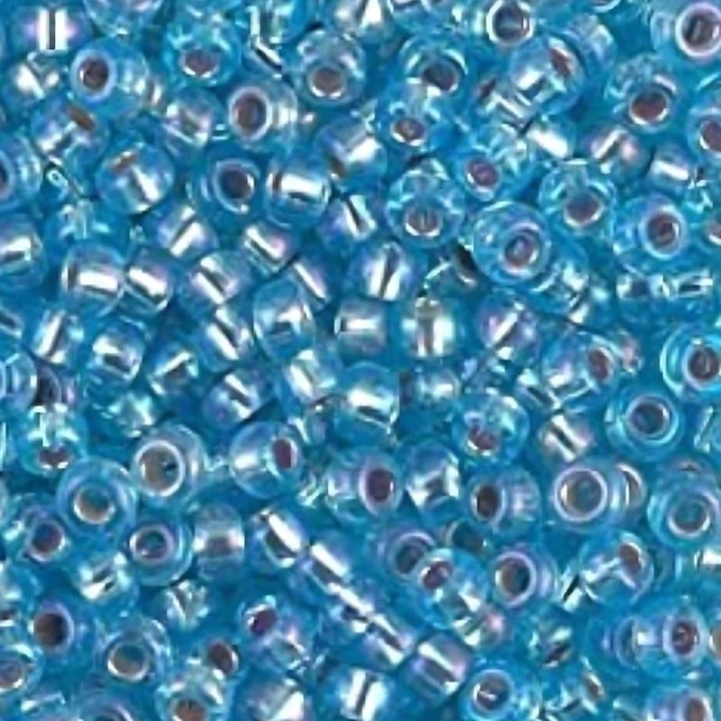 #6 Miyuki Seed Beads - Silver Lined Aqua Blue Rainbow/AB, 6-91018-TB, Approx 240 Beads, 1 five inch tube, 20 grams