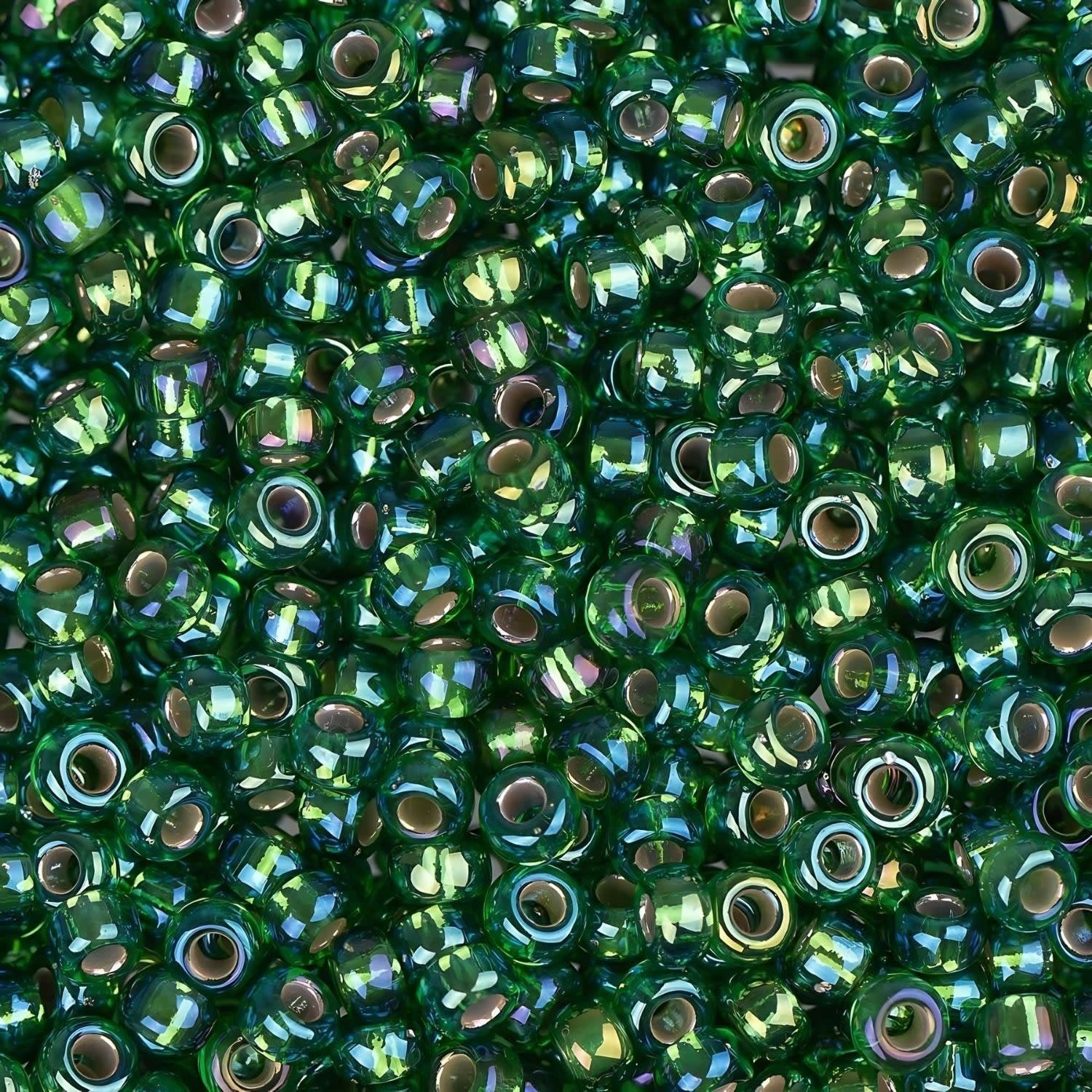 #11 Miyuki Seed Beads - Silver Lined Green Ab, 11-91016-TB, Approx 24 Grams, 1 five inch tube