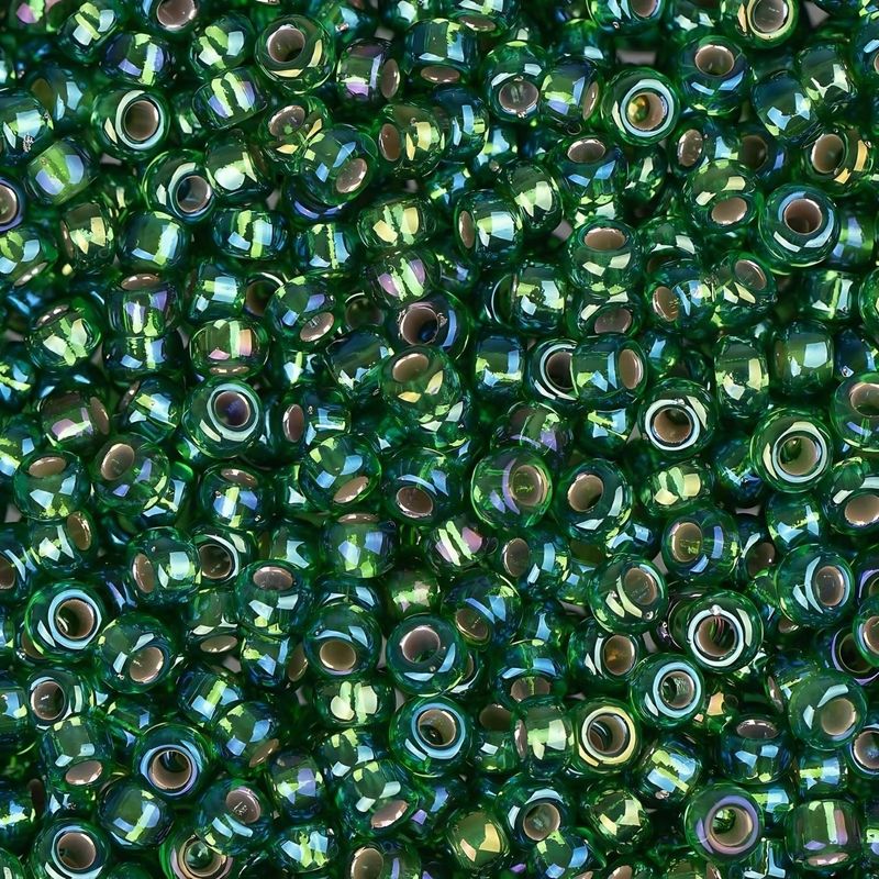 #11 Miyuki Seed Beads - Silver Lined Green Ab, 11-91016-TB, Approx 24 Grams, 1 five inch tube