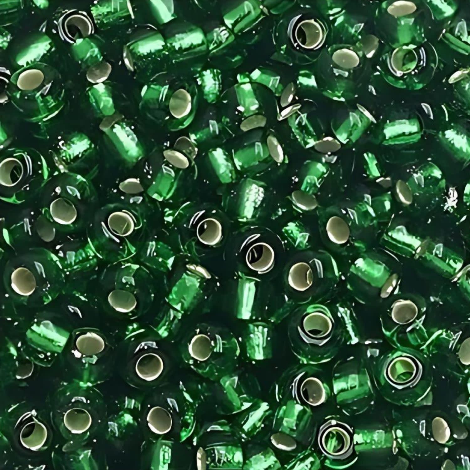 #6 Miyuki Seed Beads - Silver Lined Green, 6-9146S-TB, Approx 240 Beads, 1 five inch tube, 20 grams