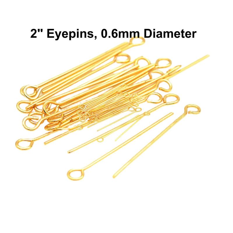 2&quot; GP Stainless Steel Eye Pins, Approx 50pcs, 0.6mm/22 Guage, 2mm Hole, 8gms/0.28oz