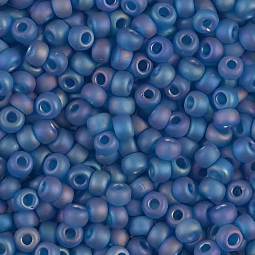 #8 Miyuki Seed Beads - Matte Transparent Rainbow Capri Blue Rainbow/AB, 8-9149FR-TB, Approx 858 Beads/22 Grams, 1 five inch tube