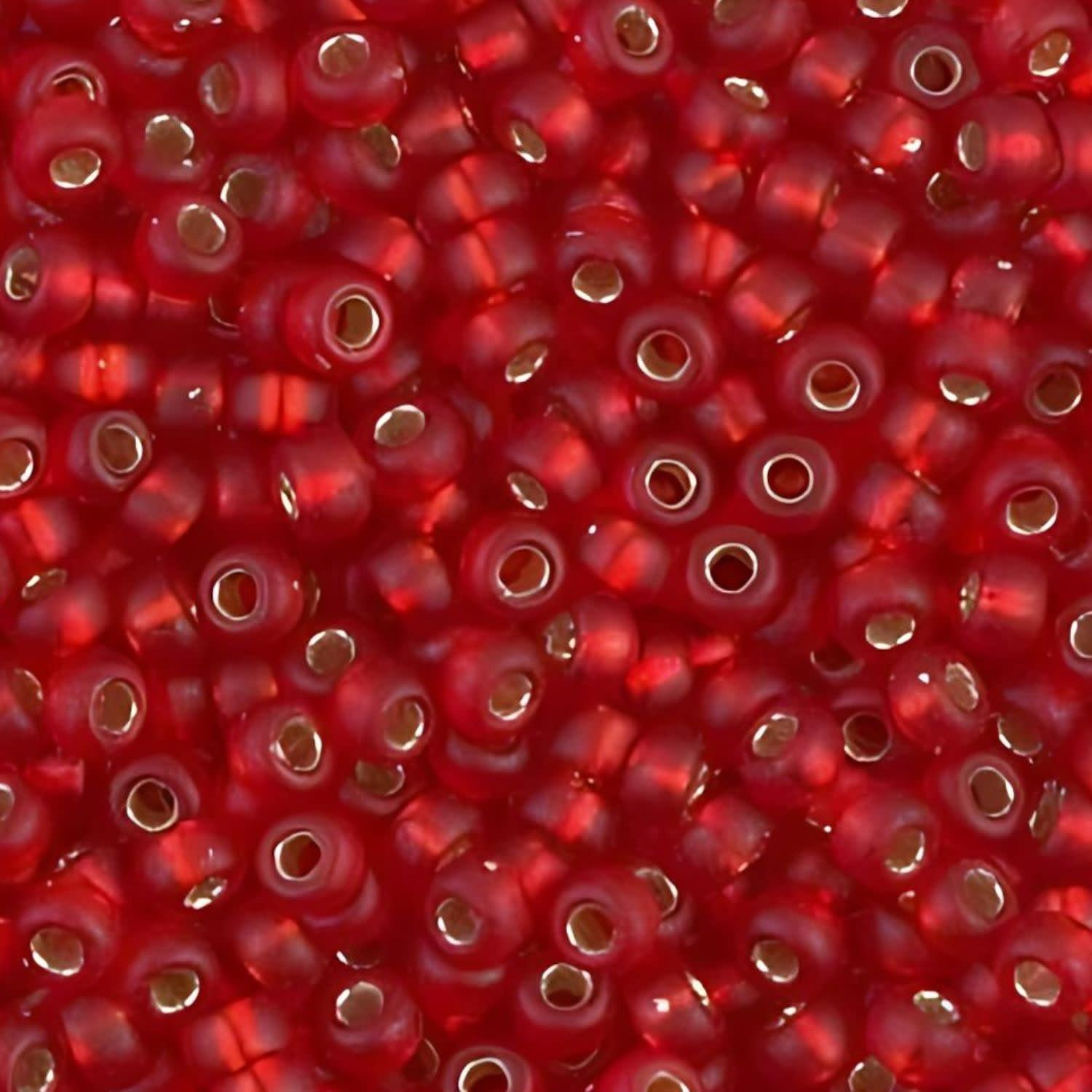 #8 Miyuki Seed Beads - Matte Silver Lined Flame Red,8-910F-TB, Approx 858 Beads/22 Grams, 1 five inch tube