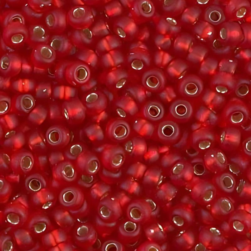 #8 Miyuki Seed Beads - Matte Silver Lined Flame Red,8-910F-TB, Approx 858 Beads/22 Grams, 1 five inch tube