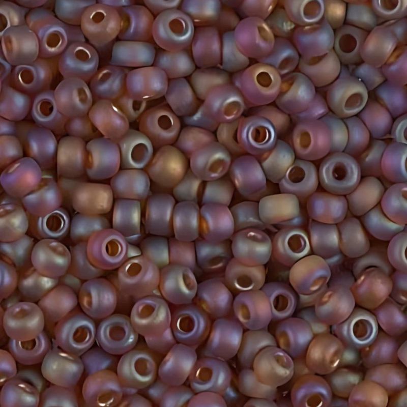 #8 Miyuki Seed Beads - Matte Transparent Dark Topaz Rainbow/AB, 8-9134FR-TB, Approx 858 Beads/22 Grams, 1 five inch tube