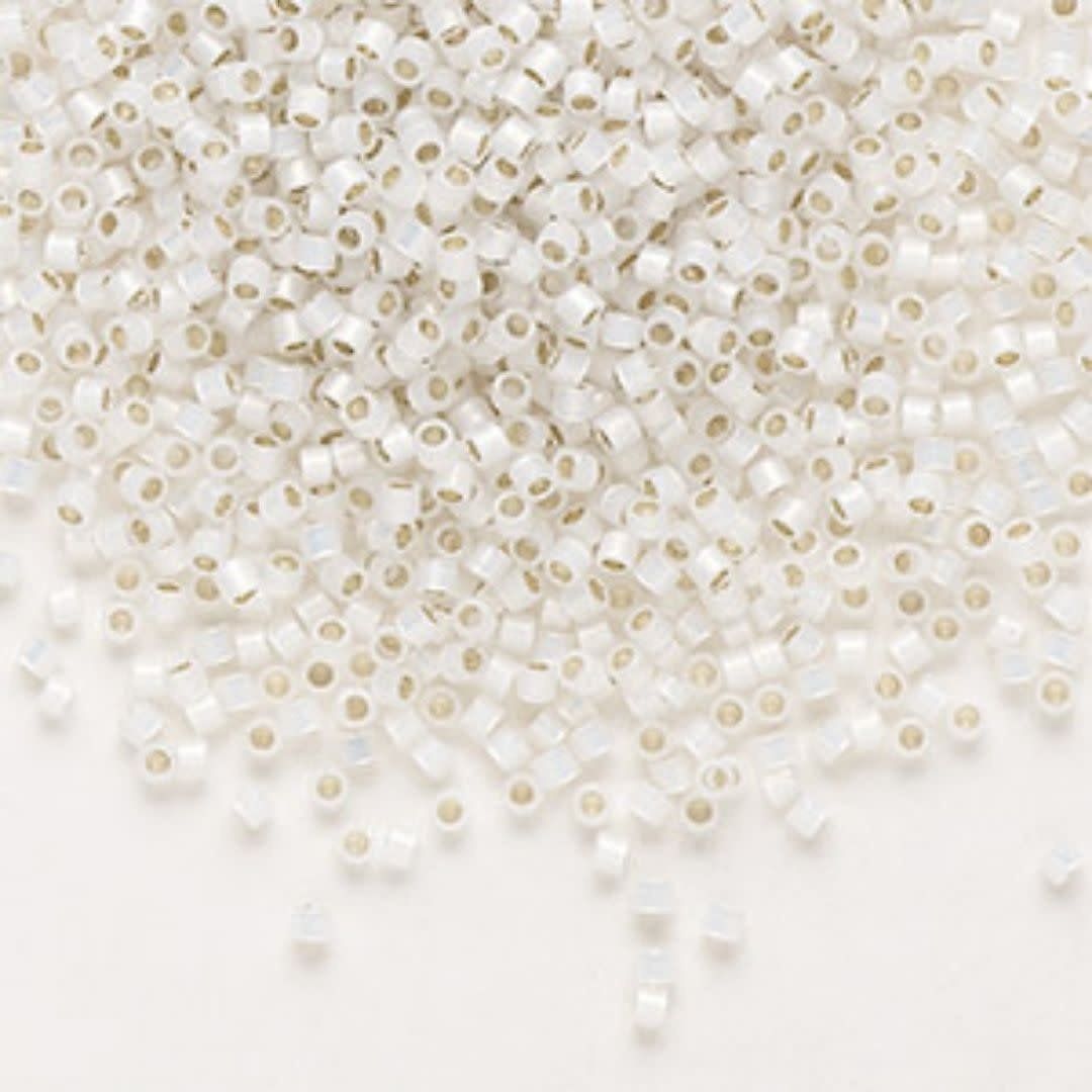 #11 Delica Seed Beads, Silver Lined Opal Gilt Lined White, DB221-TB, Approx 1440 Beads, 1 two inch tube, 7.2 grams