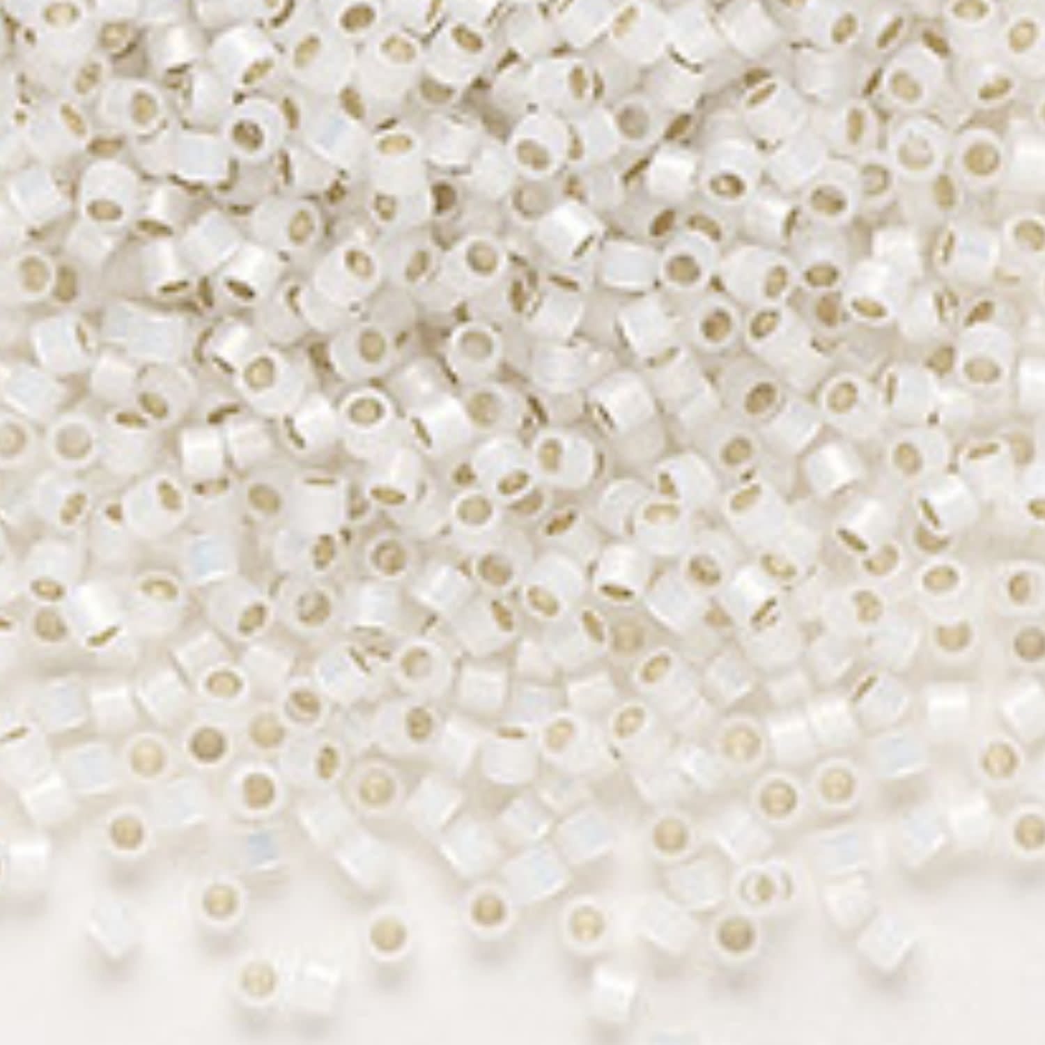 #11 Delica Seed Beads, Silver Lined Opal Gilt Lined White, DB221-TB, Approx 1440 Beads, 1 two inch tube, 7.2 grams