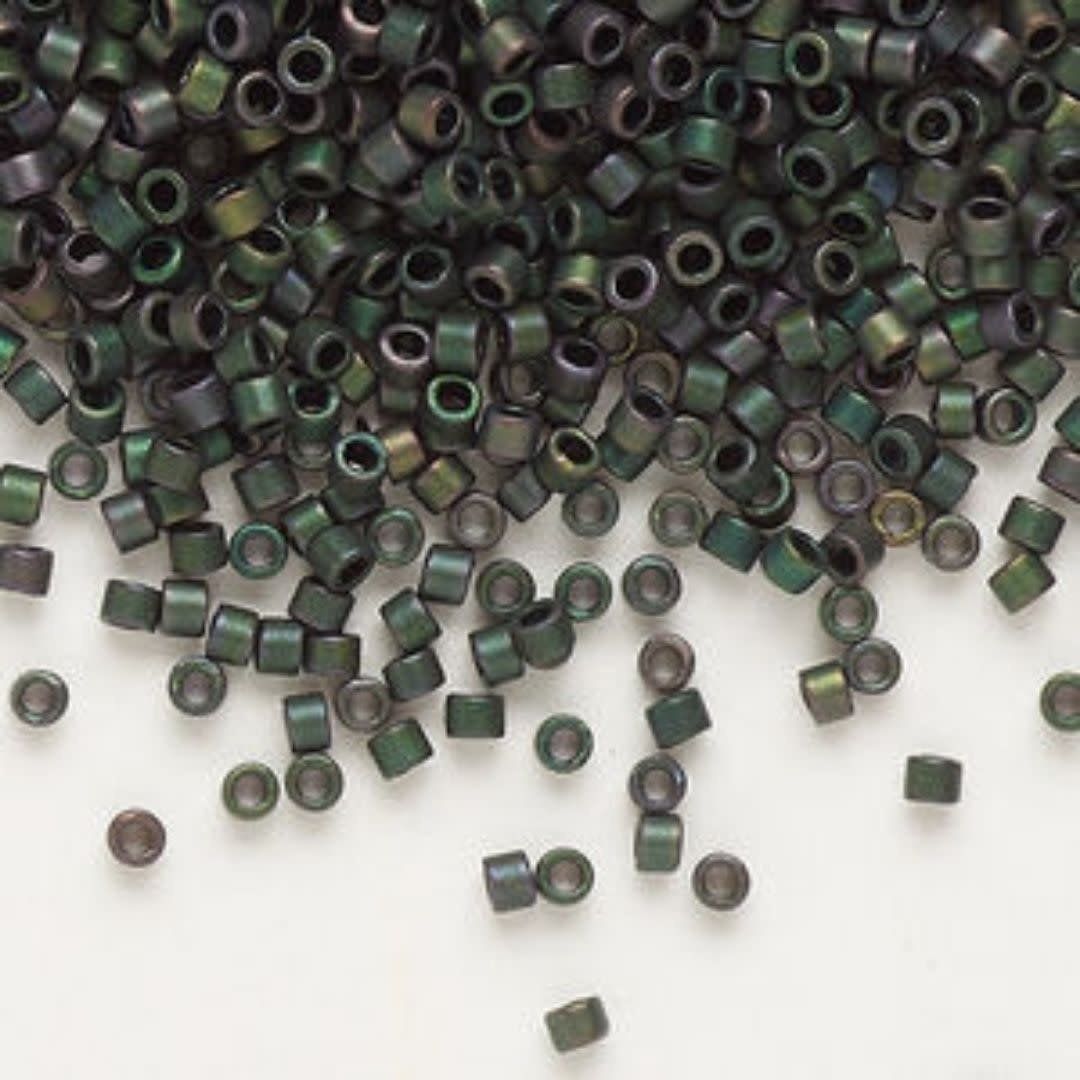 #11 Delica Seed Beads, Matte Metallic Dark Teal Green Ab/Rainbow, DB327-TB, Approx 1440 Beads, 1 two inch tube, 7.2 grams