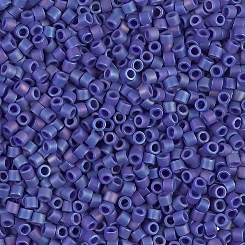#11 Delica Seed Beads, Matte Opaque Cobalt Blue Ab/Rainbow, DB880-TB, Approx 1440 Beads, 1 two inch tube, 7.2 grams