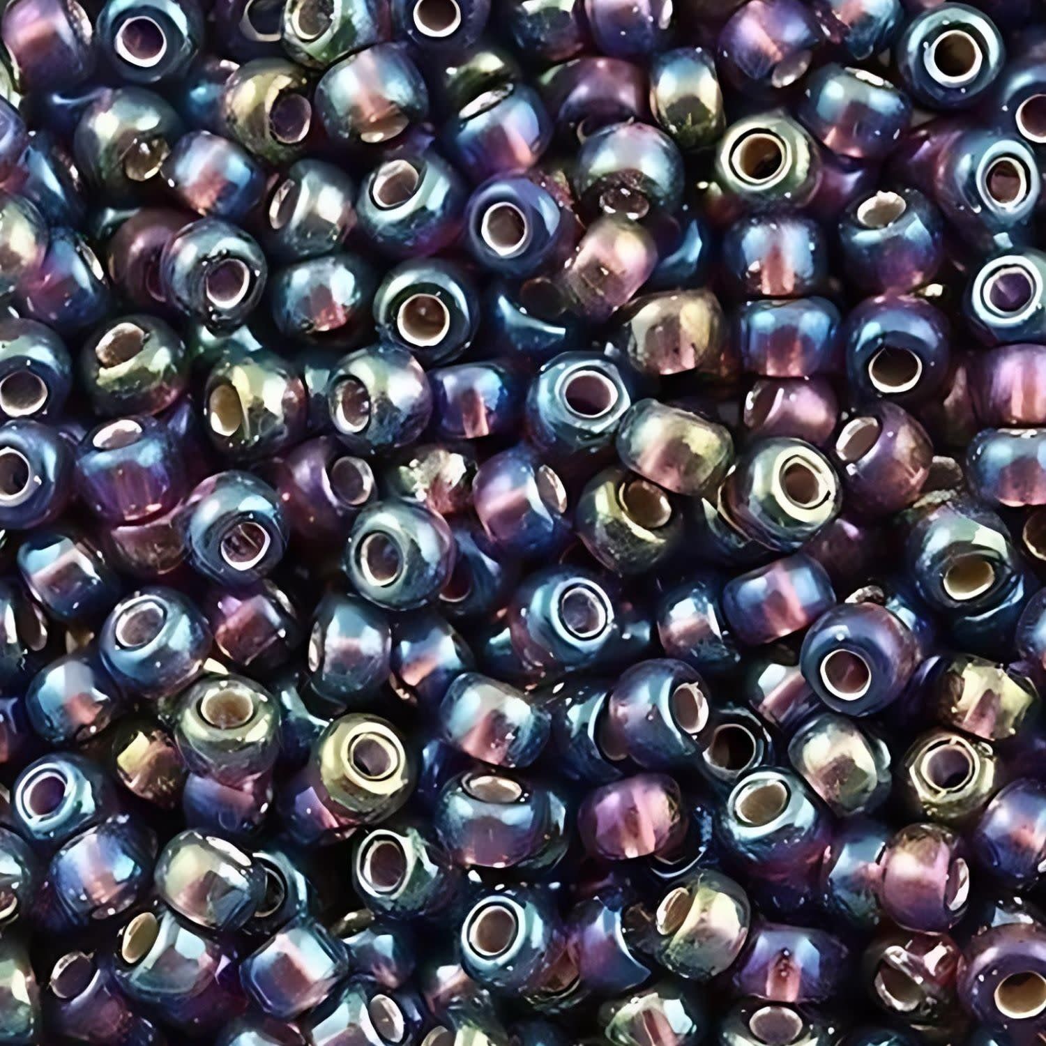 #8 Miyuki Seed Beads - Silver Lined Dark Smoky Amethyst Rainbow/AB, 8-91013-TB, Approx 858 Beads/22 Grams, 1 five inch tube