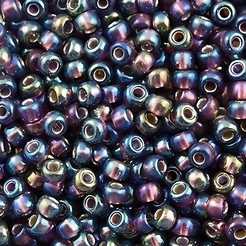 #8 Miyuki Seed Beads - Silver Lined Dark Smoky Amethyst Rainbow/AB, 8-91013-TB, Approx 858 Beads/22 Grams, 1 five inch tube