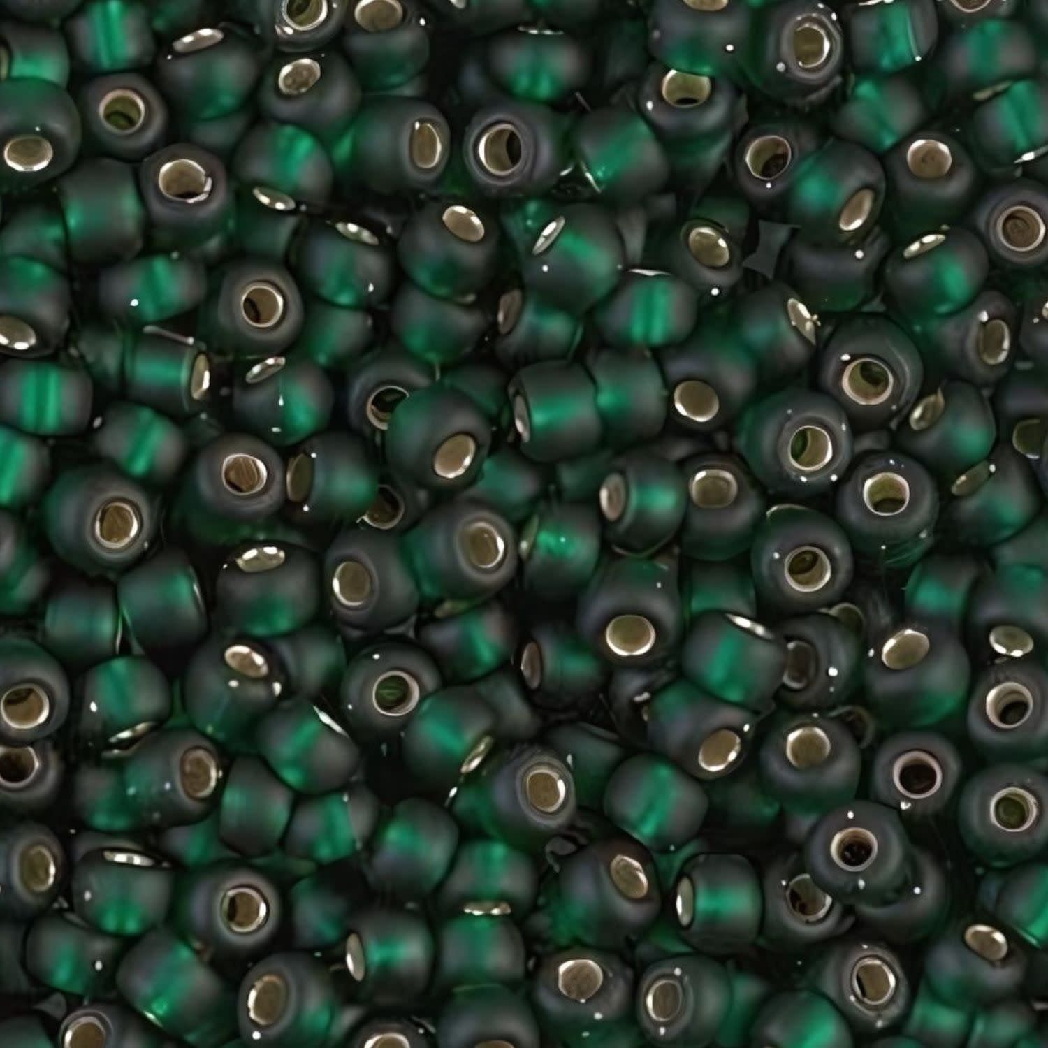 #8 Miyuki Seed Beads - Matte Silver Lined Dark Emerald Green, 8-927F-TB, Approx 858 Beads/22 Grams, 1 five inch tube