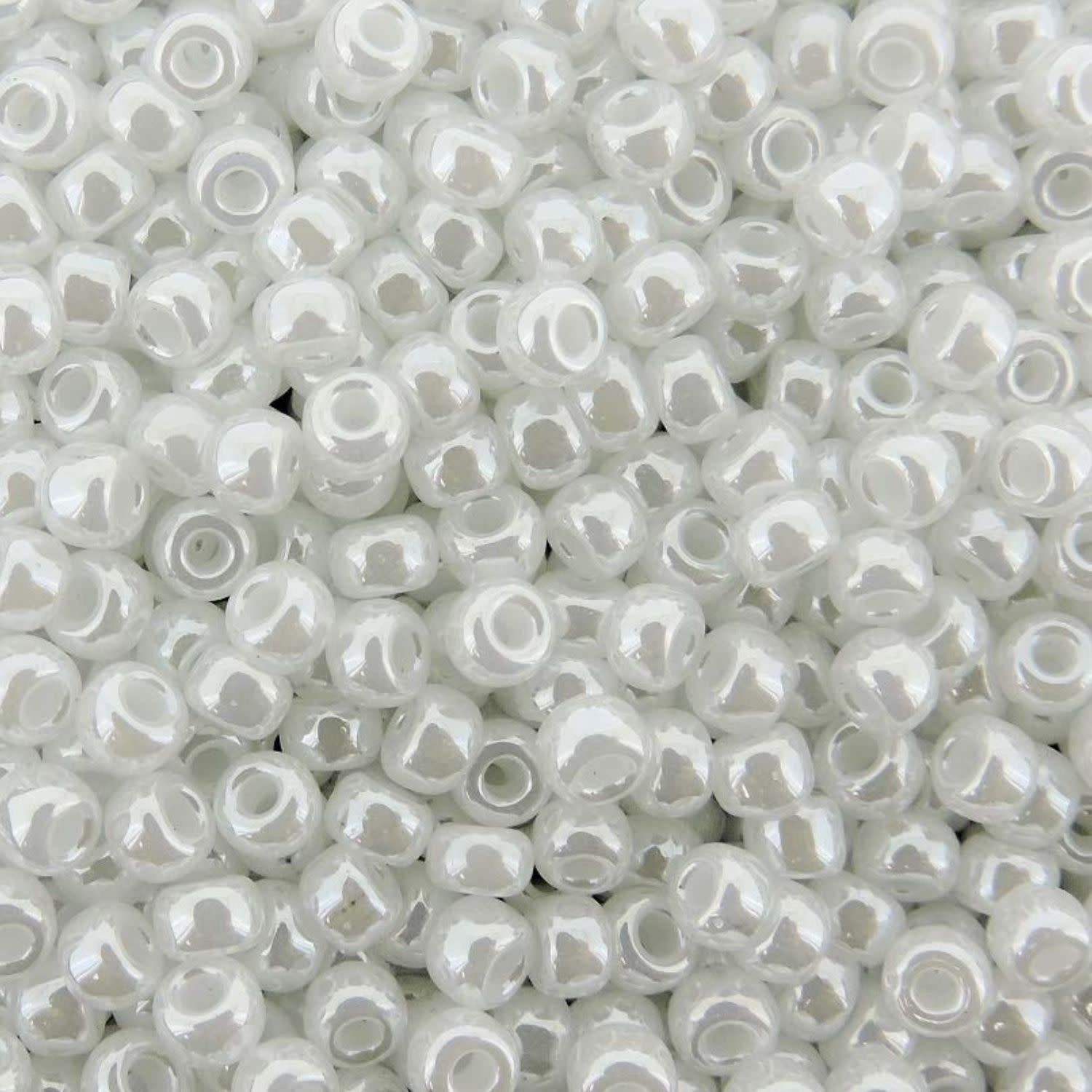 #8 Miyuki Seed Beads - White Ceylon, 8-9528-TB, Approx 858 Beads/22 Grams, 1 five inch tube