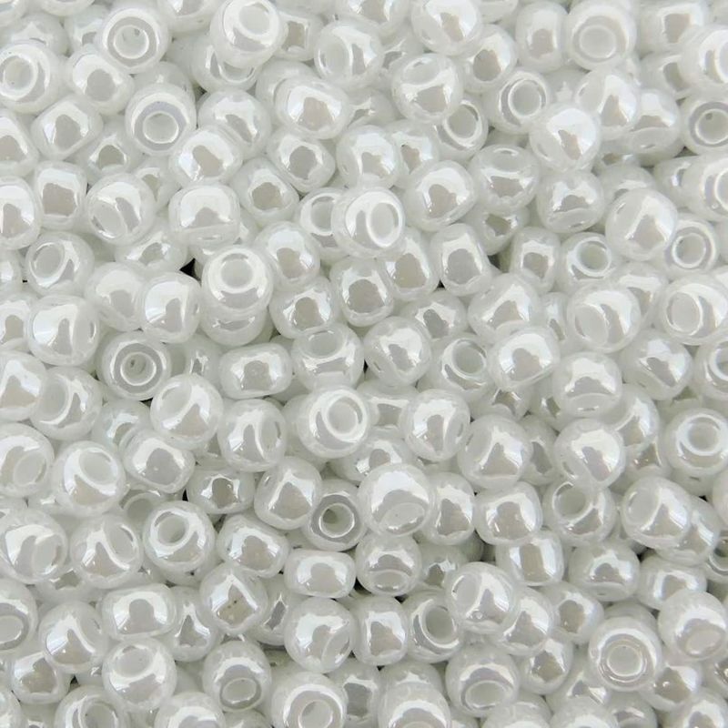 #8 Miyuki Seed Beads - White Ceylon, 8-9528-TB, Approx 858 Beads/22 Grams, 1 five inch tube