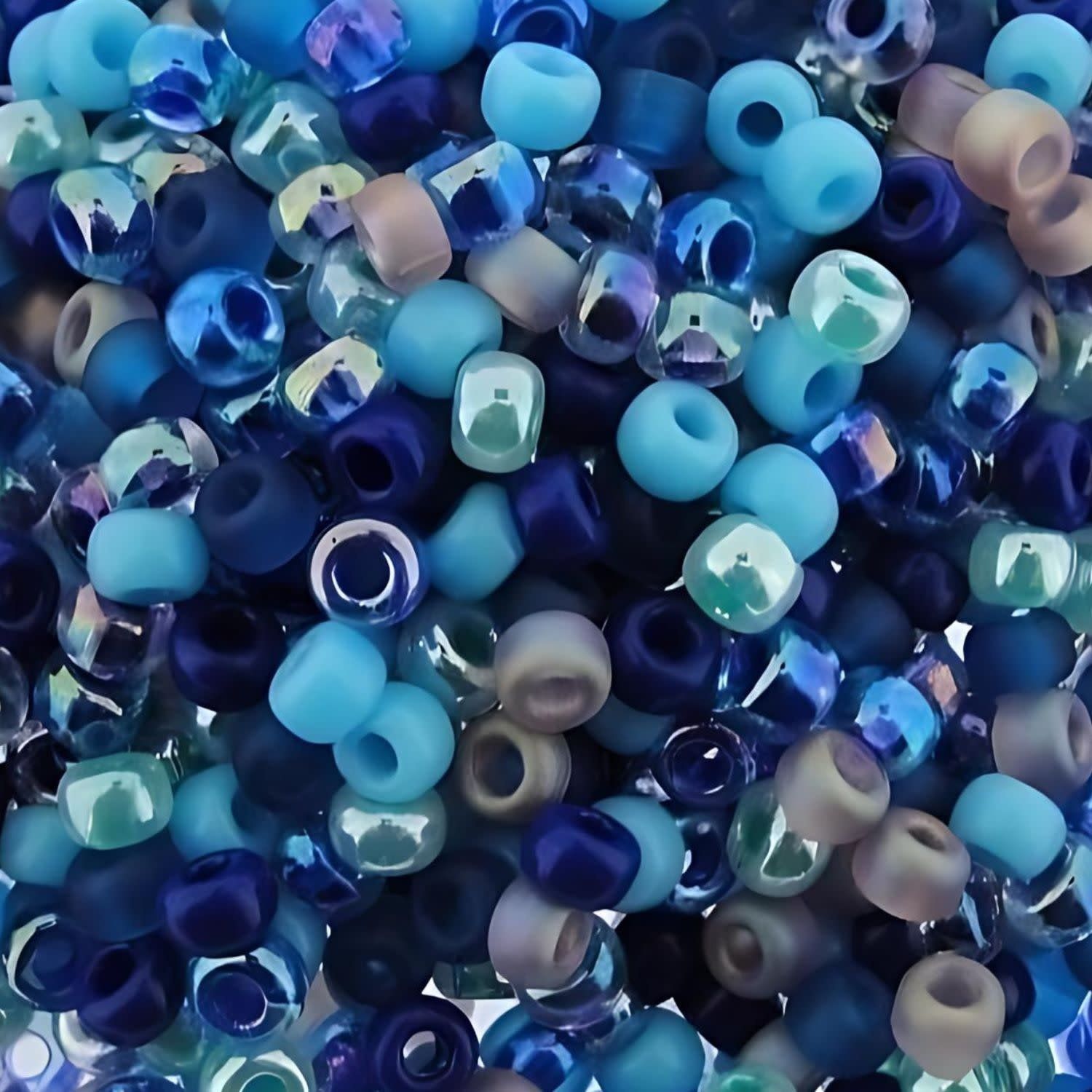#8 Miyuki Seed Beads - Mix Caribbean Blue, 8-9MIX11-TB, Approx 858 Beads/22 Grams, 1 five inch tube