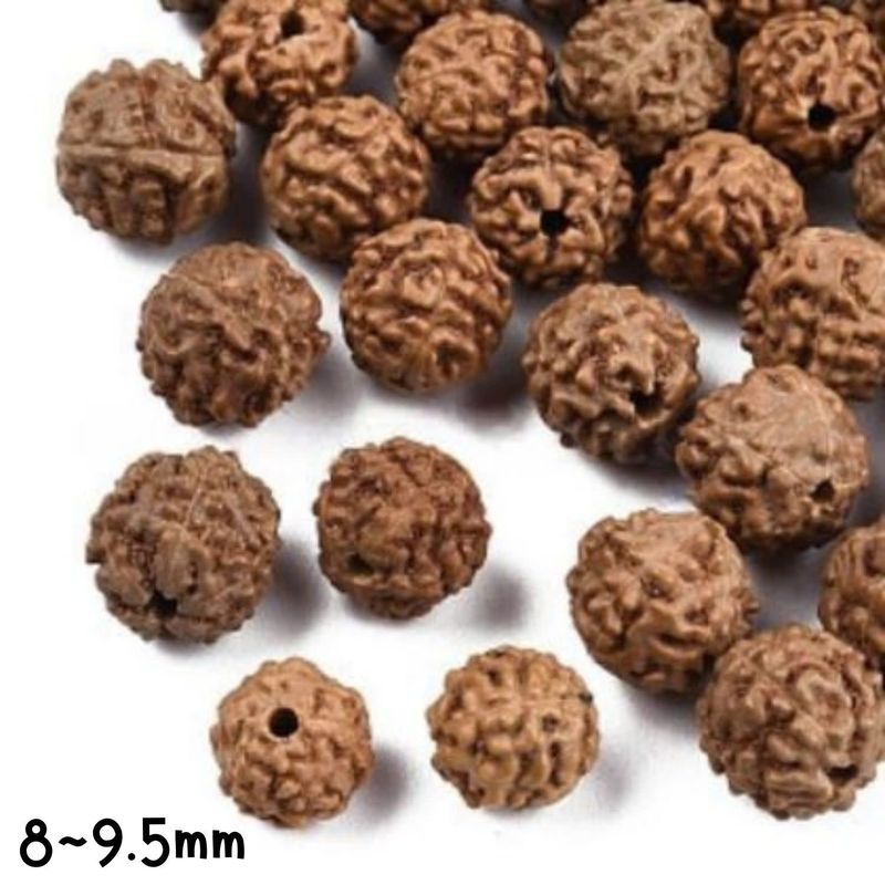 8~9.5mm Natural Rudraksha Seeds, Approx 100pcs, Sienna Brown, Hole 1.2mm, 26gms/0.92oz