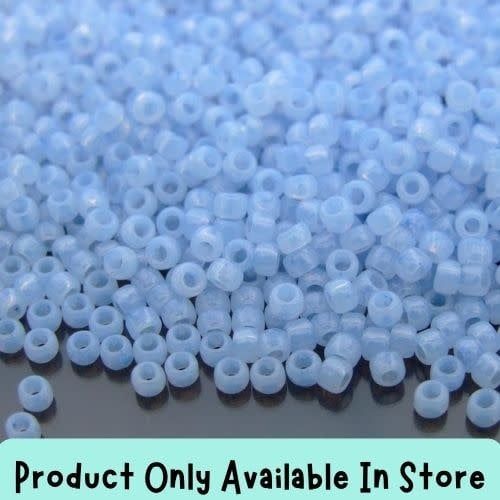 #8 Toho Seed Beads, Hybrid Milky Airy Blue, 3x3mm, 19 Grams/0.67oz, in store only