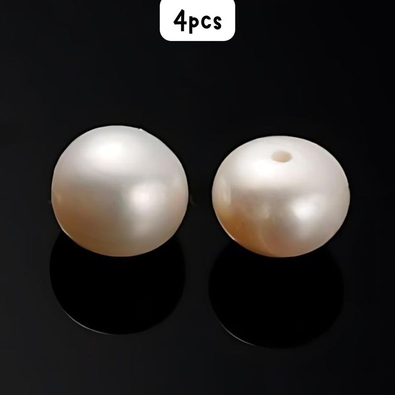 8-9mm Freshwater Pearls, 4pcs, Half Drilled, Natural Bisque, Grade A/B, Hole 0.8mm, 8gms/0.28oz
