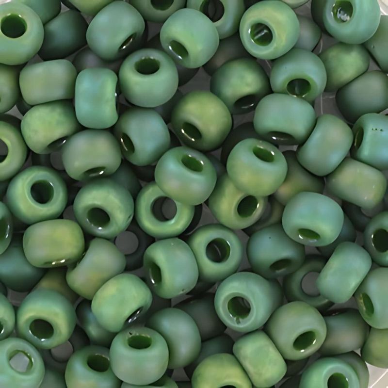 #8 Miyuki Seed Beads - Frosted Opaque Glaze Green Rainbow/AB, 8-94699-TB, Approx 858 Beads/22 Grams, 1 five inch tube