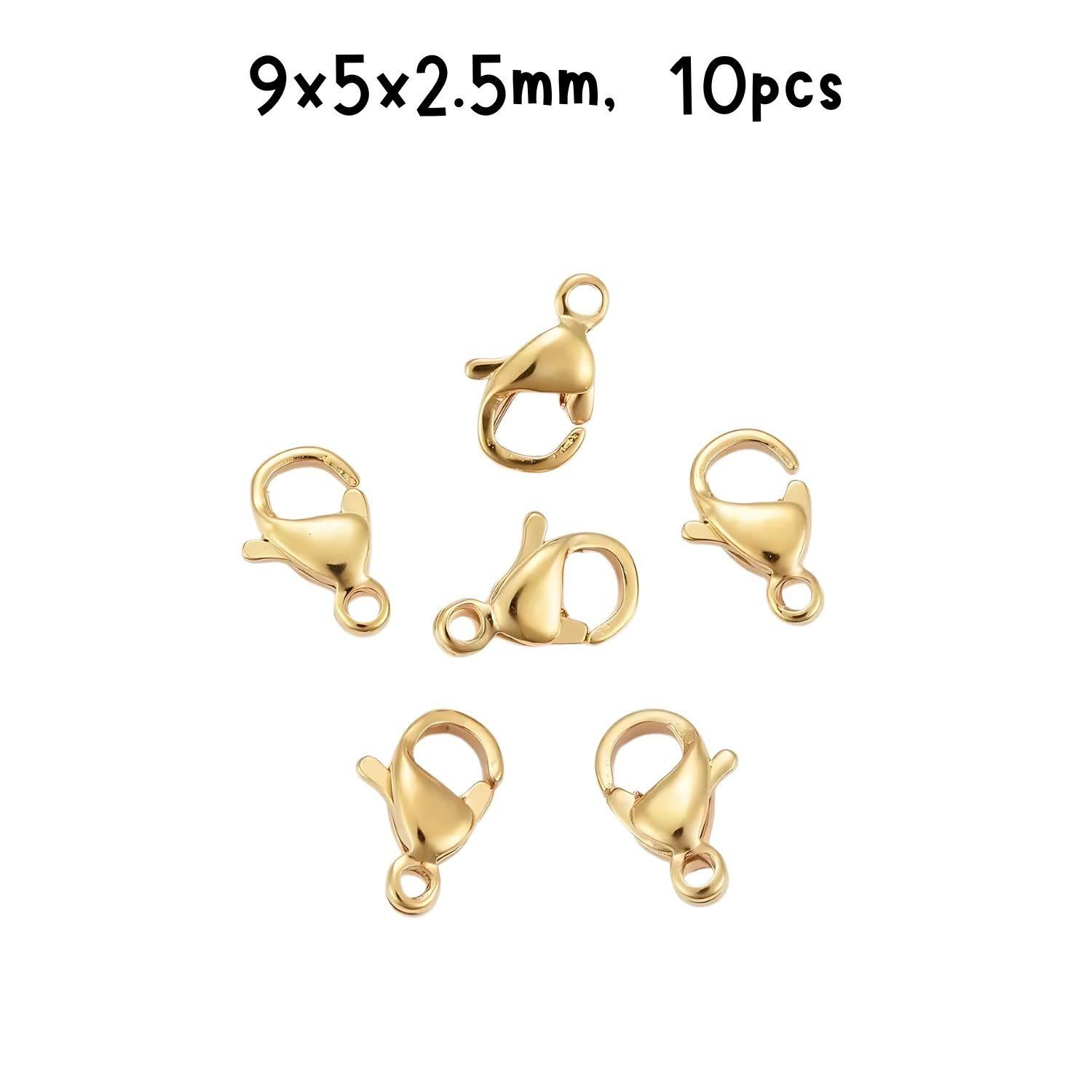 GP Stainless Steel Lobster Claw Clasps, 10pcs, 9x5x2.5mm, Hole 1mm, 3gms/0.11oz