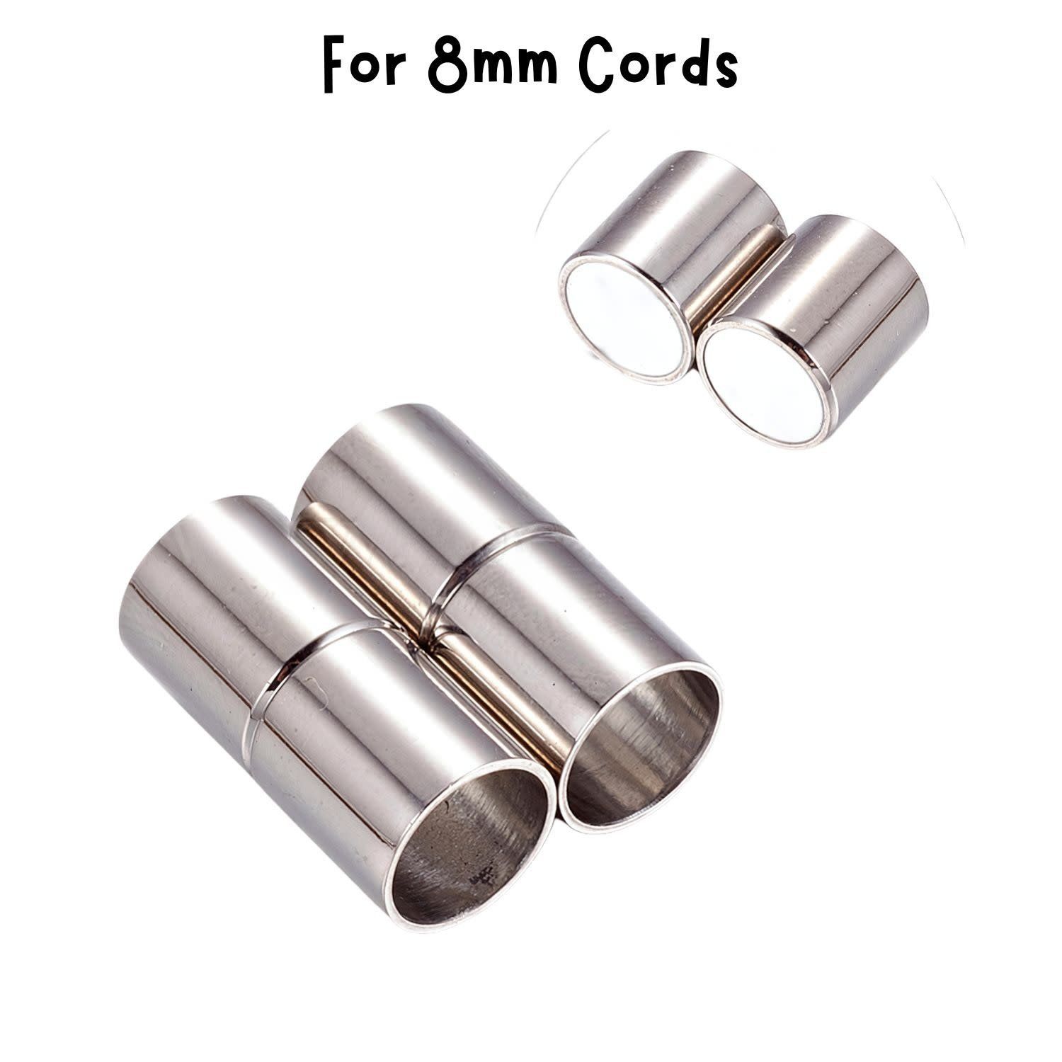 Stainless Steel Magnetic Clasp, 2 Sets, 20x9mm, For 8mm Cords, 7gms/0.25oz