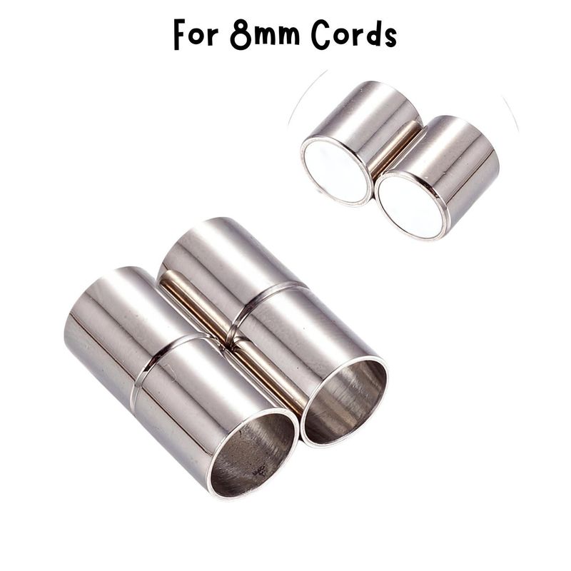 Stainless Steel Magnetic Clasp, 2 Sets, 20x9mm, For 8mm Cords, 7gms/0.25oz