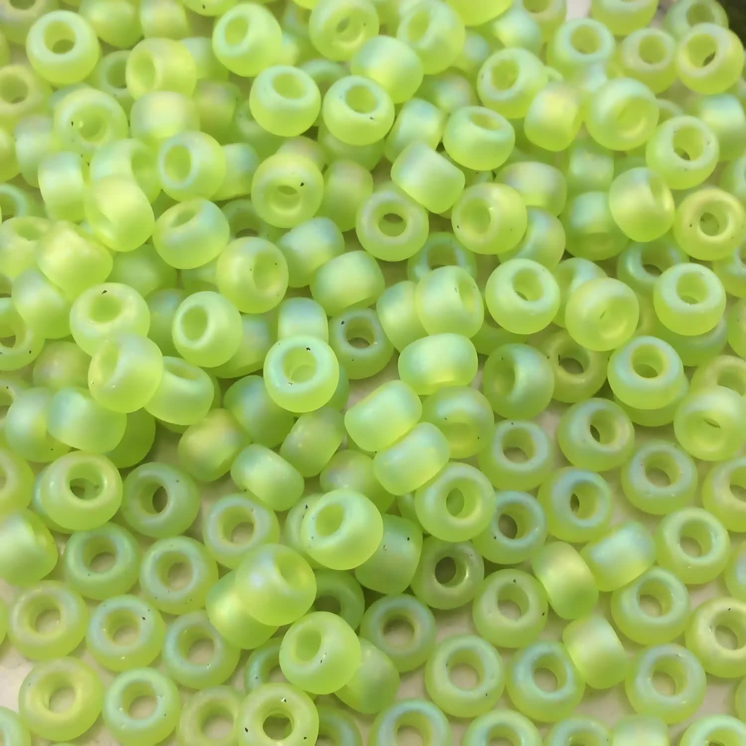 #6 Miyuki Seed Beads - Matte Transpararent Chartreuse Rainbow/AB, 6-9143FR-TB, Approx 240 Beads, 1 five inch tube, 20 grams