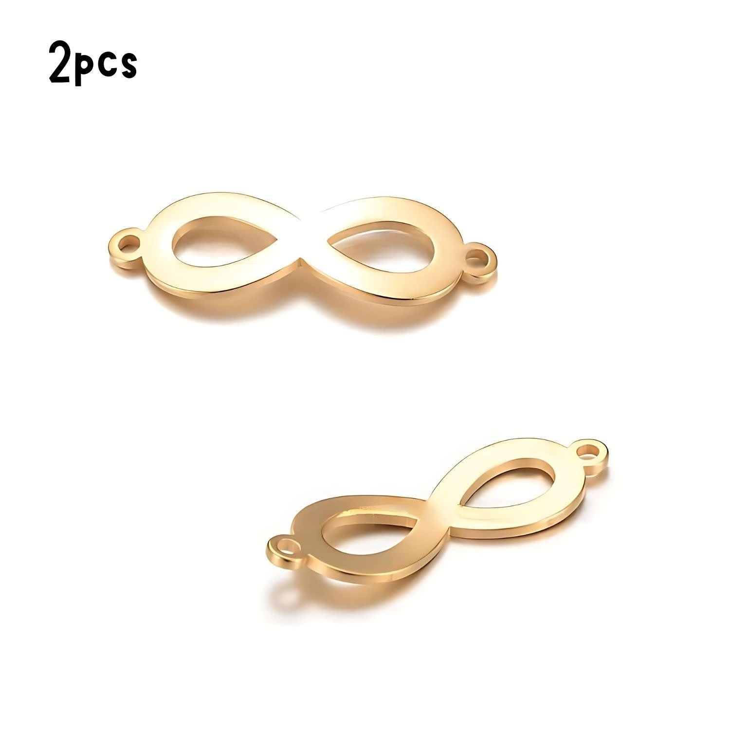 GP Stainless Steel Infinity, 2Pcs, 28x9.5mm, 1mm Holes, Connectors/Links, 5gms/0.14oz