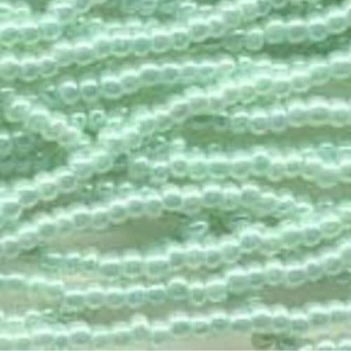 #6 Czech Seed Beads, Light Green Ceylon, 6 Strands, Approx 1090 Beads, 4x3.5mm, 74gms/2.61oz