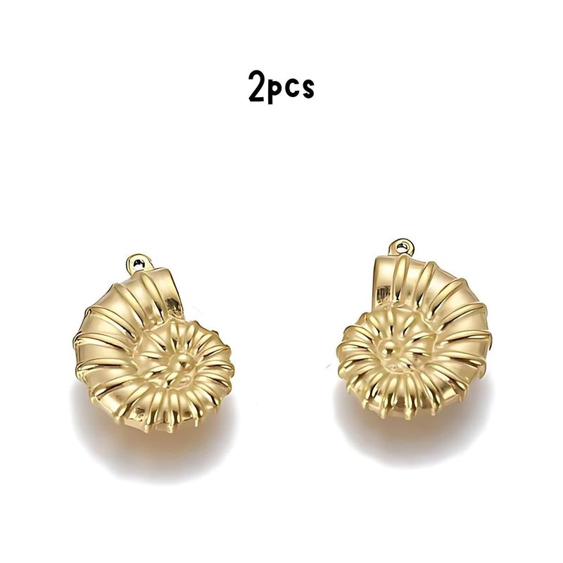 GP Stainless Steel Conch Shells, 2pcs, 15x21x4mm, Hole 1mm, Charms/Pendants, 11gms/0.39oz