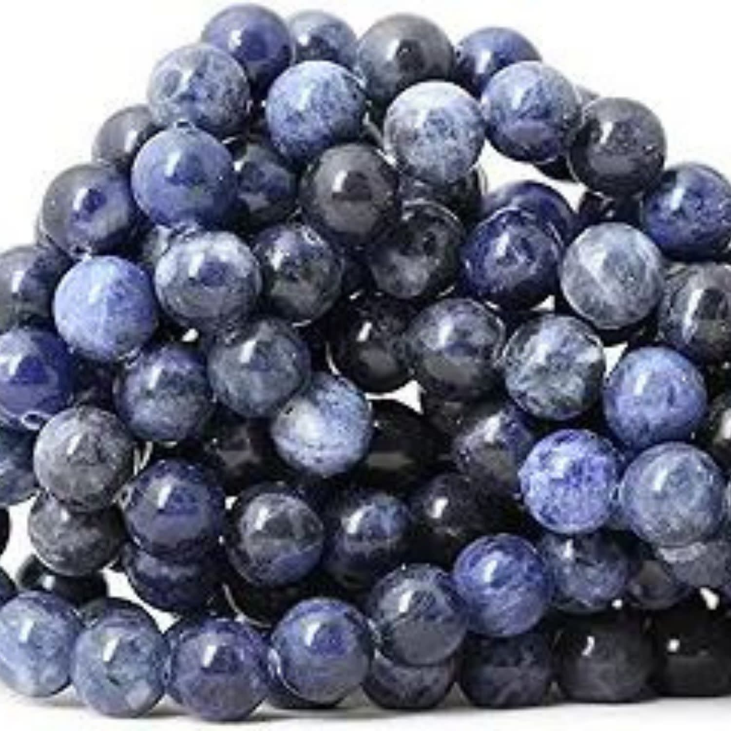10mm Sodalite, 15&#39;&#39; Strand, 38 Beads, Round, Natural, 1mm Hole, Gemstones, 1.79oz