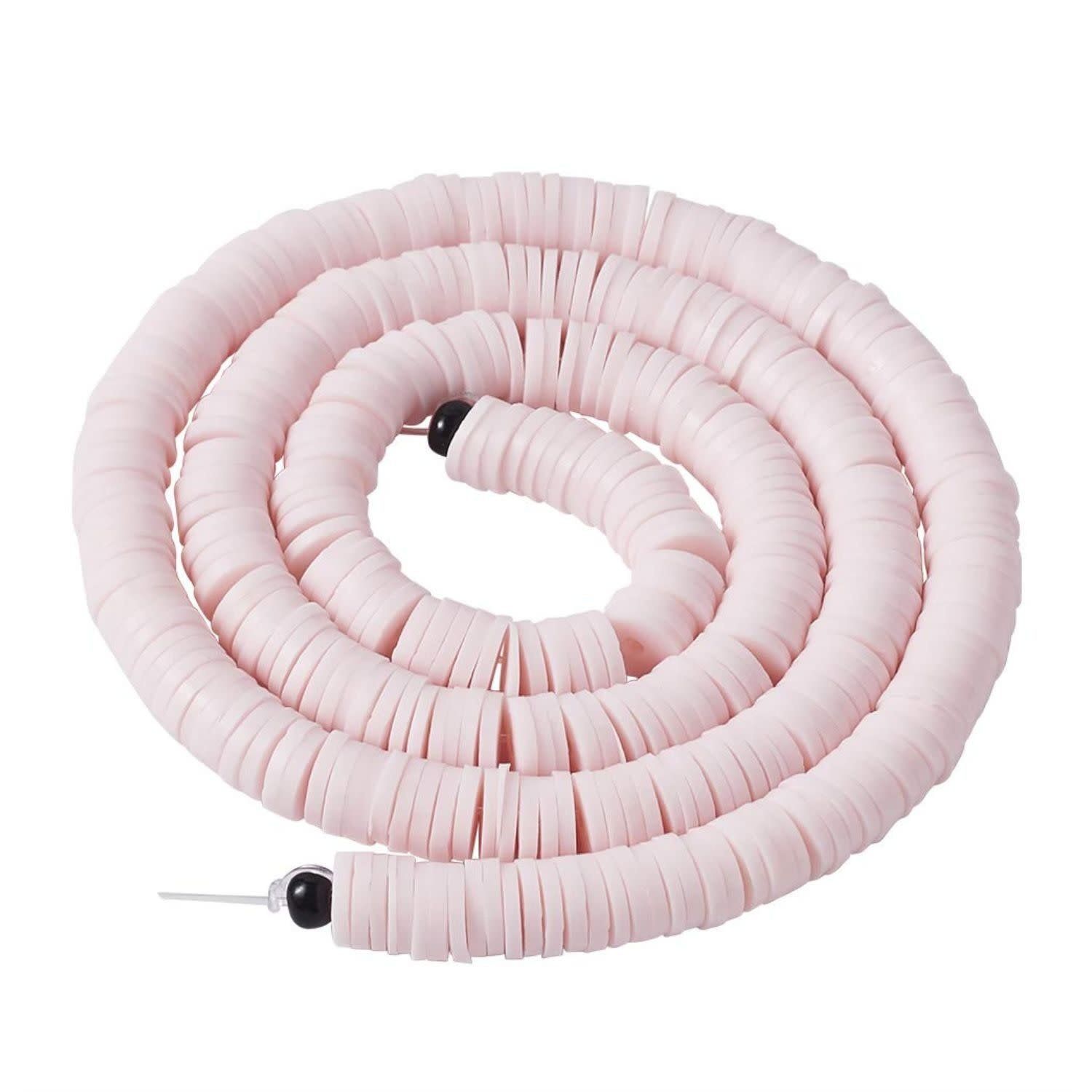 6x1mm Heishi Beads, Pink, 380-400pcs, 17&quot; Strand, Polymer Clay, 21gms/0.74oz