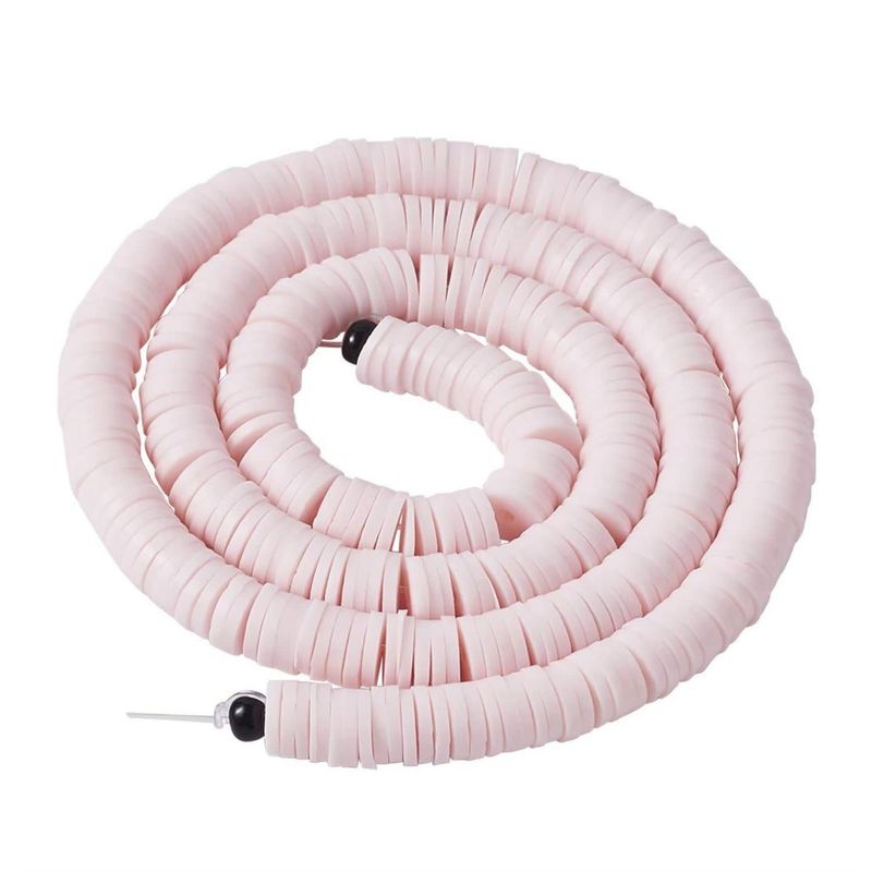 6x1mm Heishi Beads, Pink, 380-400pcs, 17&quot; Strand, Polymer Clay, 21gms/0.74oz