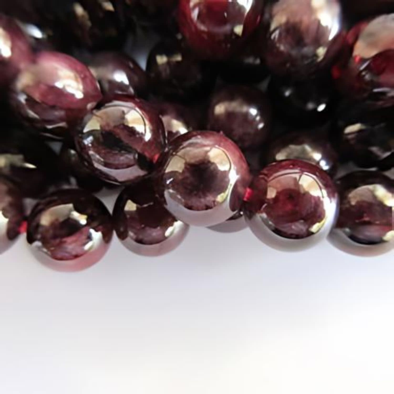 10mm Garnet, 15&#39;&#39; Strand, 38 Beads, Round, Natural, 1mm Hole, Gemstones, 2.86oz