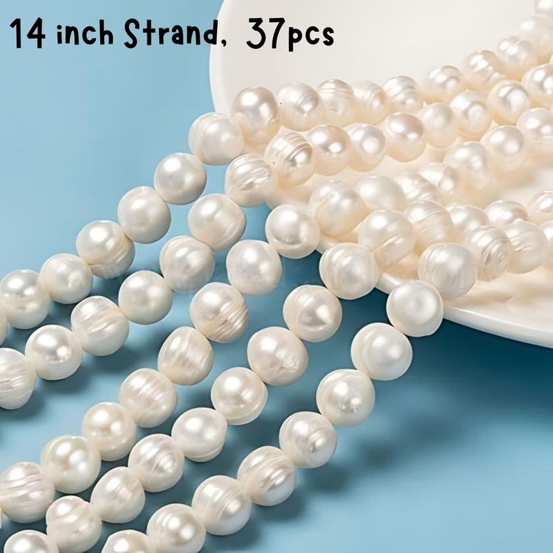 Freshwater Pearls, Potato,  Approx 37pcs, 14&quot; Strand, 10-11mm, Natural Cream White, Grade A/B, Hole 0.8mm, 57gms/2.01oz