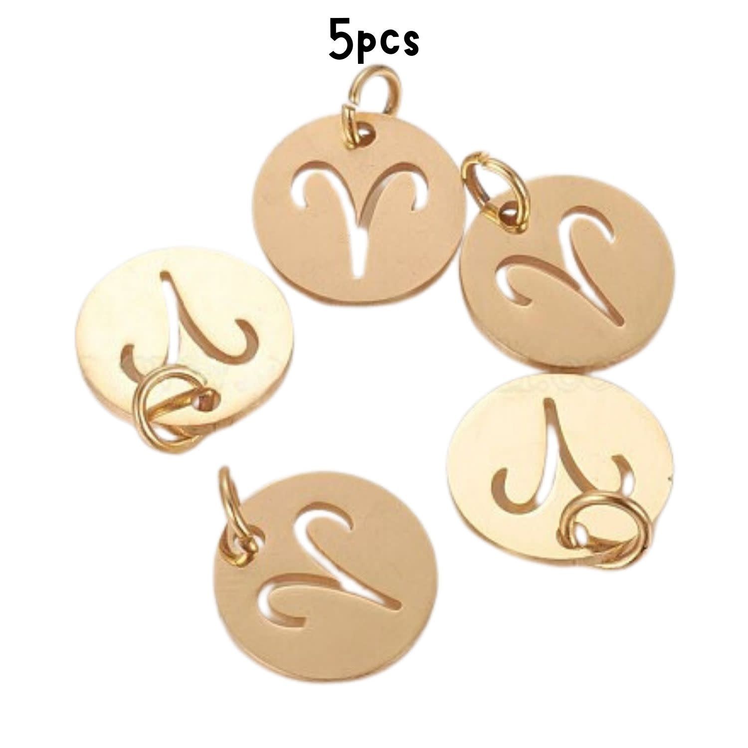 Gp Aries Stainless Steel, 5pcs, 12x1mm, 5x0.8mm Jumprings, 2mm Hole, Zodiac Charms/Pendants, 5gms/0.18oz