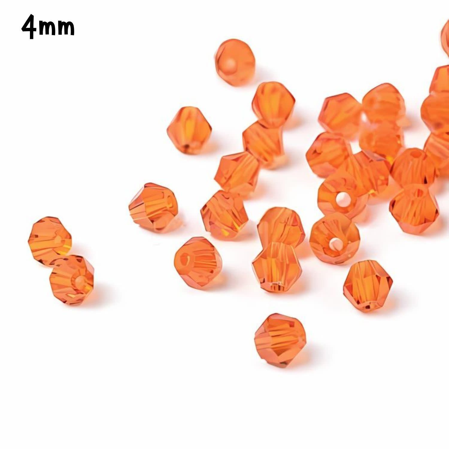 4mm Bicones, Orange Ab, Approx 100pcs, Hole 1mm, Glass Beads, 7gms/0.25oz
