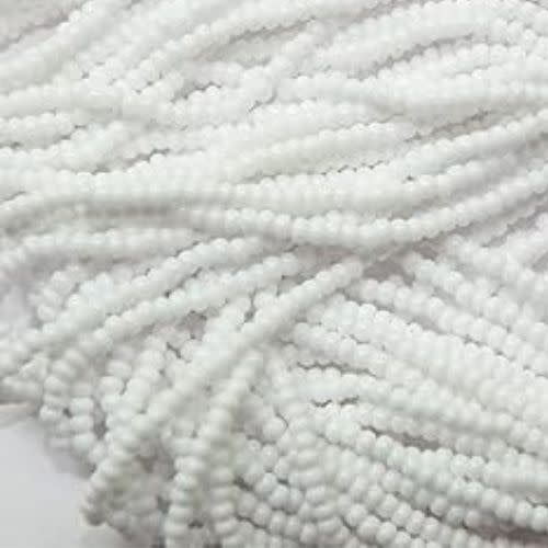 #8 Czech Seed Beads, Opaque Chalk White, 6 Strands, Approx 1330 beads, 3x2.5mm, 37gms/1.31oz