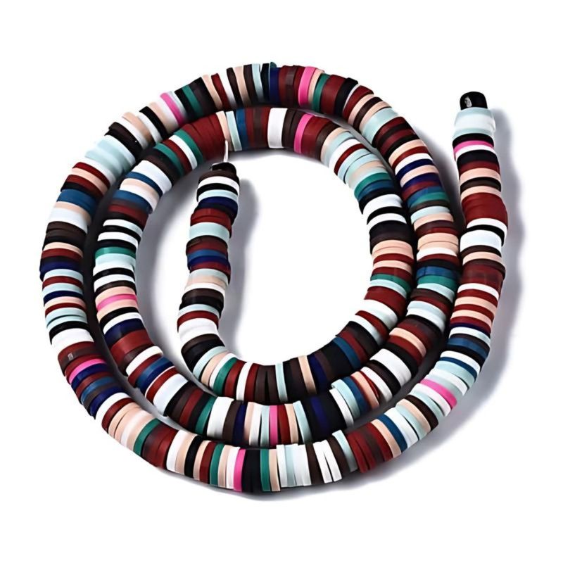 6x1mm Heishi Beads, Hawaiian, 380-400pcs, 17&quot; Strand, Hole 1.6mm, Polymer Clay, 21gms/0.74oz
