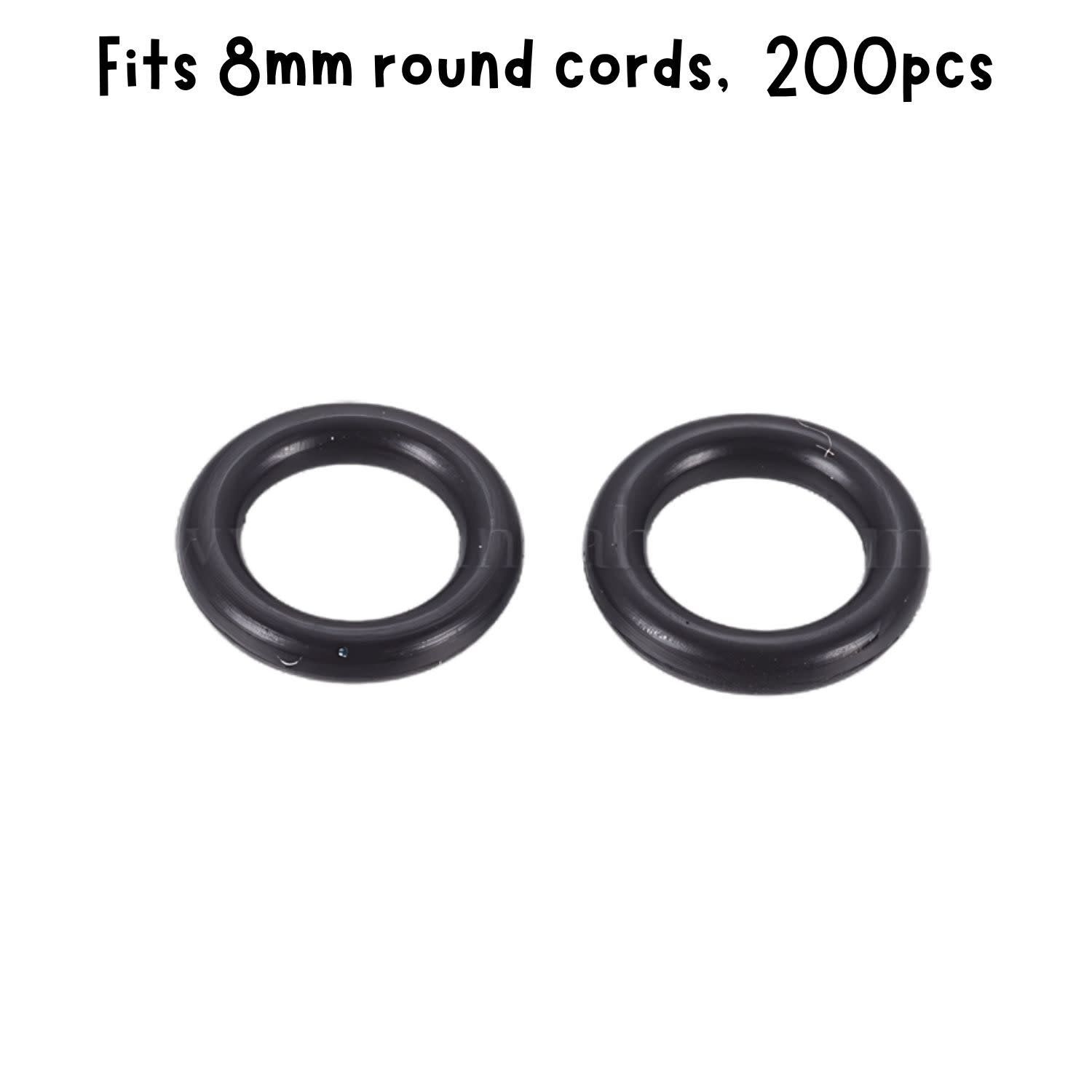 10mm Black Rubber Donut Spacers, Approx 200pcs, 1.9mm Thick, ID 6.2mm, Fits 8mm Cords, 27gms/0.95oz