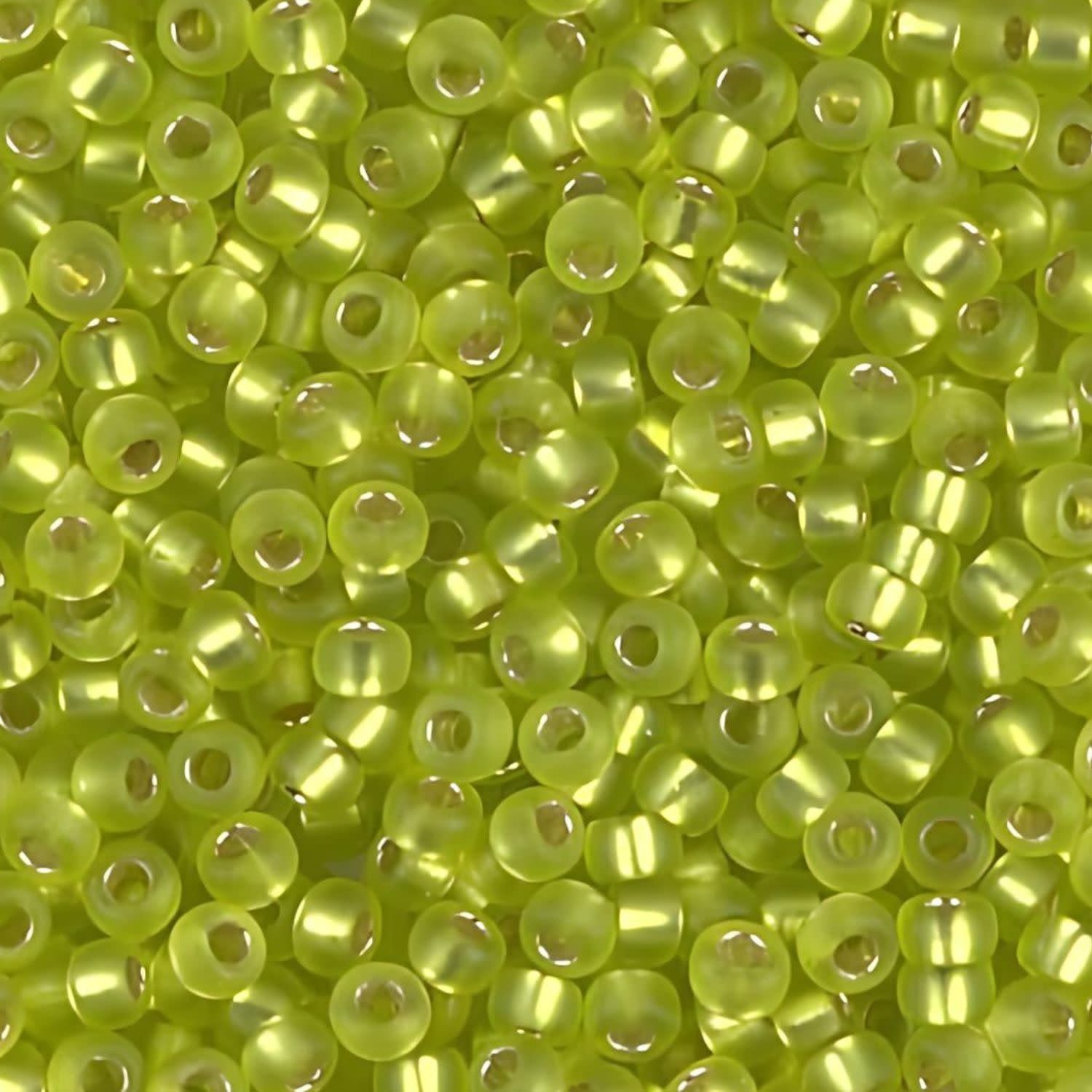 #6 Miyuki Seed Beads - Matte Silver Lined Chartreuse, 6-914F-TB, Approx 240 Beads, 1 five inch tube, 20 grams