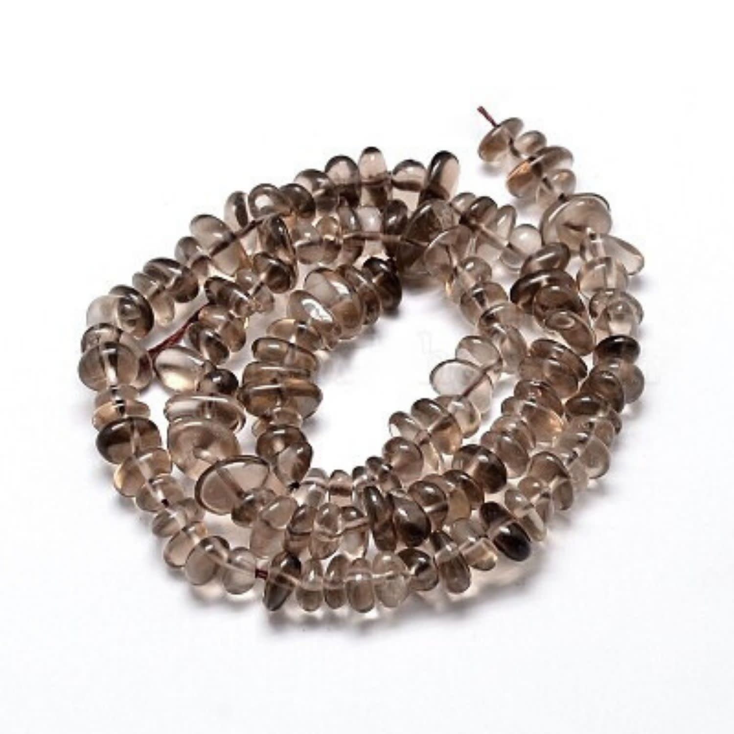 4-14x4-12mm Smoky Quartz Chips, 15&#39;&#39; Strand, Natural, 1mm Hole, Gemstones, 1.34oz